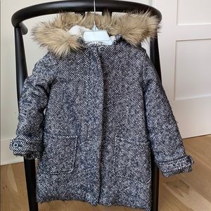 Wool Blend Coat with Fur Hood